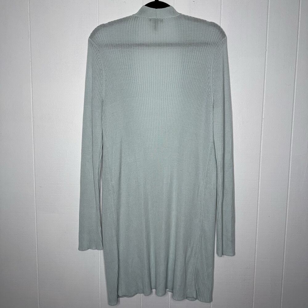 Eileen Fisher Women’s 100% Lyocell Ribbed Long Cardigan Open Front Light Blue XL - Picture 2 of 6
